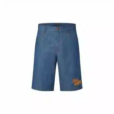 Louis Vuitton FW24 Logo Embroidered Denim Shorts