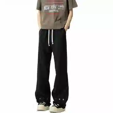 颂希尔 美式高街宽松纯色系带休闲裤 男女同款