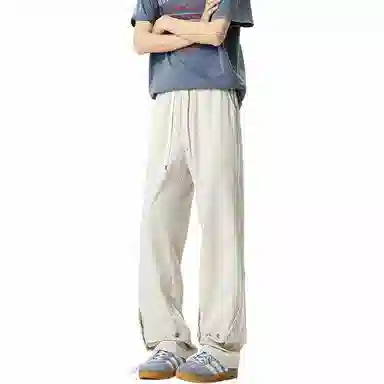 颂希尔 美式高街宽松纯色系带休闲裤 男女同款