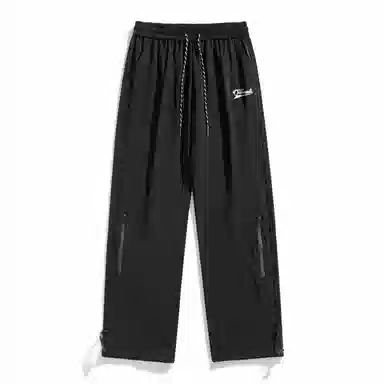 海底小纵队 美式高街基础字母印花潮流时尚百搭显瘦日常通勤简约基础拼接直筒休闲裤 男女同款