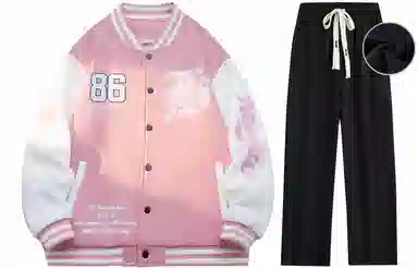 NBNO Retro Letter Logo Baseball Jacket Set
