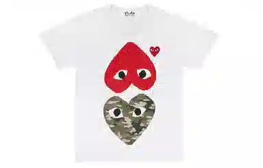 CDG Play Camouflage With Upside Down Heart T-Shirt T