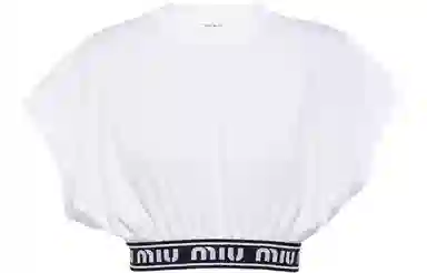 Miu Miu Letter Print Sleeveless T-Shirt White
