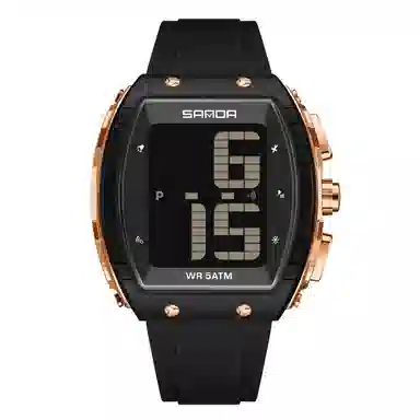 三达 时尚潮流老人整点报时大字腕表 电子机芯 硅胶表带 国表 男女同款 白色表盘