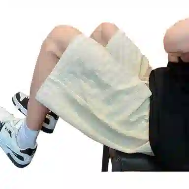 【dme】 夏季个性设计纯色基础款宽松中裤情侣时尚舒适百搭潮流肌理感五分休闲短裤 男女同款