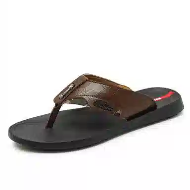 潮泽 潮流通勤百搭简约 车缝线 速干人字拖鞋 男款