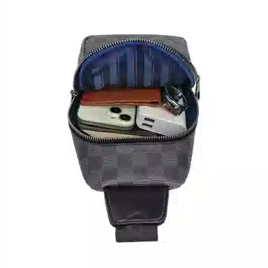 FAIRWHALE Classic Checkered PVC Chest Bag Black