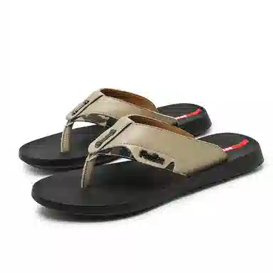 潮泽 潮流通勤百搭简约 车缝线 速干人字拖鞋 男款