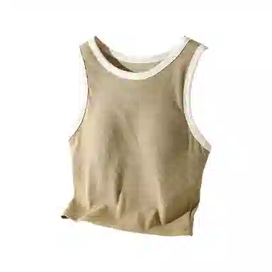 内在密码 撞色显瘦吊带内衣一体带固定胸垫背心女美背外穿免穿文胸二合一内搭短上衣