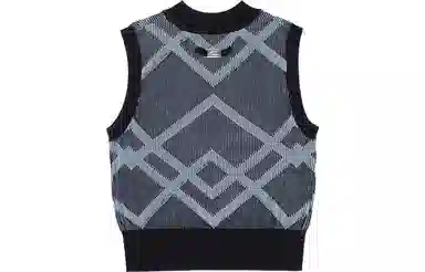 中国李宁 线条提花圆领套头背心 女款 黑色提花