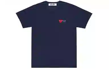 CDG Play Double Heart T-Shirt Navy T