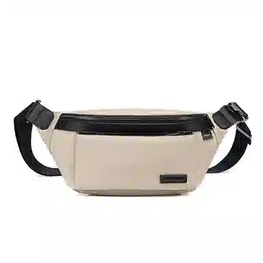 北极猎人 机能风简约时尚潮流工装街拍骑行运动高颜值防水 尼龙拼超纤 胸包 男款 黑色/卡其色