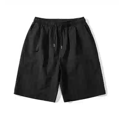 【dme】 夏季个性设计纯色基础款宽松中裤情侣时尚舒适百搭潮流肌理感五分休闲短裤 男女同款