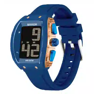 三达 时尚潮流老人整点报时大字腕表 电子机芯 硅胶表带 国表 男女同款 白色表盘