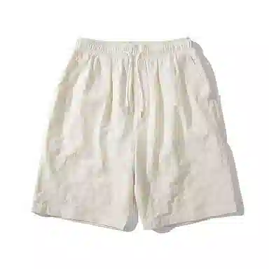 【dme】 夏季个性设计纯色基础款宽松中裤情侣时尚舒适百搭潮流肌理感五分休闲短裤 男女同款