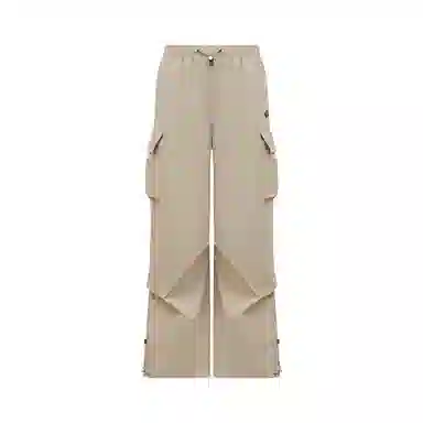 探路者 纯色户外透气速干弹力中腰宽松直筒休闲裤 男女同款