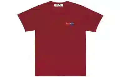 CDG Play Double Heart T-Shirt Burgundy T