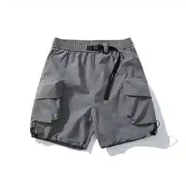 袋鼠 大口袋可自收纳吸湿速干轻薄冰感废土风牛仔运动裤工装短裤 男女同款