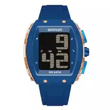 三达 时尚潮流老人整点报时大字腕表 电子机芯 硅胶表带 国表 男女同款 白色表盘