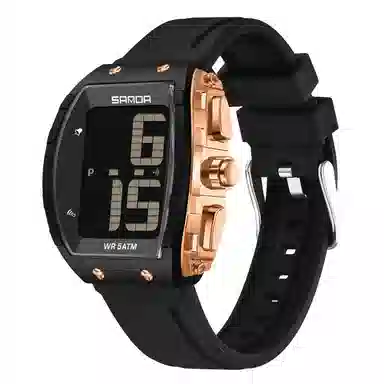 三达 时尚潮流老人整点报时大字腕表 电子机芯 硅胶表带 国表 男女同款 白色表盘