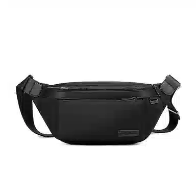 北极猎人 机能风简约时尚潮流工装街拍骑行运动高颜值防水 尼龙拼超纤 胸包 男款 黑色/卡其色