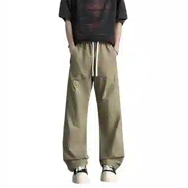 颂希尔 美式微褶直筒宽松运动休闲裤 男女同款