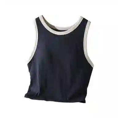 内在密码 撞色显瘦吊带内衣一体带固定胸垫背心女美背外穿免穿文胸二合一内搭短上衣