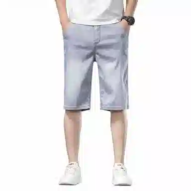 【dme】 基础款天丝凉感宽松纯色显高显瘦中腰直筒七分牛仔短裤 男女同款