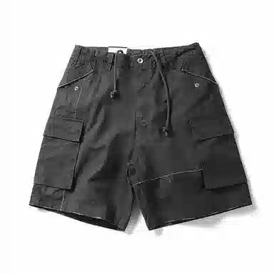 赞仕 美式复古休闲宽松潮流纯色薄款五分工装短裤 男款