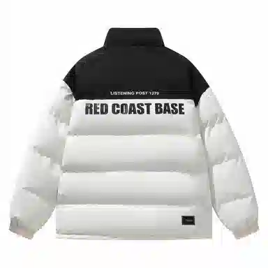 三体 红岸基地系列 撞色拼接简约基础款字母印花美式复古百搭宽松立领开衫保暖加厚防风防寒户外面包服长袖棉服 男女同款