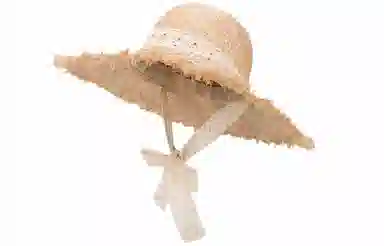 优幽兰 韩系小众设计感拉菲草帽夏季海边度假沙滩出游大檐遮阳显脸小优雅编织蕾丝飘带拍照必备 聚酯纤维 防晒帽 女款