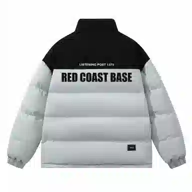 三体 红岸基地系列 撞色拼接简约基础款字母印花美式复古百搭宽松立领开衫保暖加厚防风防寒户外面包服长袖棉服 男女同款