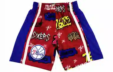 Mitchell & Ness 76ers Basketball Shorts Red
