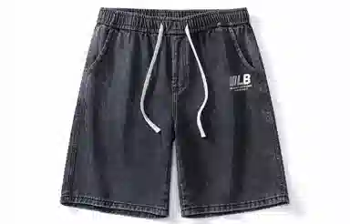 王者荣耀 鲁班七号星空梦想款 美式基础款复古水洗做旧印花直筒系带休闲宽松百搭直筒五分牛仔短裤 男女同款