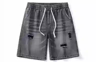 王者荣耀 标语款 复古水洗做旧破洞学生党简约中裤设计感美式高街宽松休闲日常通勤经典百搭牛仔短裤 男女同款