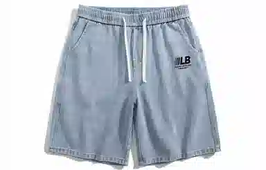 王者荣耀 鲁班七号星空梦想款 美式基础款复古水洗做旧印花直筒系带休闲宽松百搭直筒五分牛仔短裤 男女同款