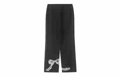 F426 Loose Bow Lace Flared Sweatpants