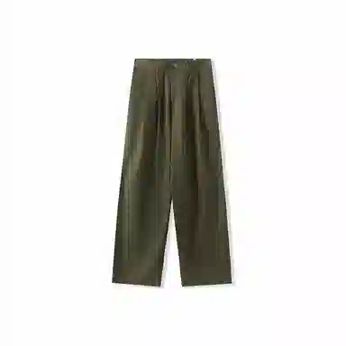 我是大卫 亚麻纯色中腰宽松简约直筒休闲裤 男女同款