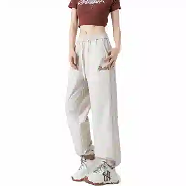 大卫贝肯 美式复古创意设计图案印花宽松百搭休闲裤 男女同款