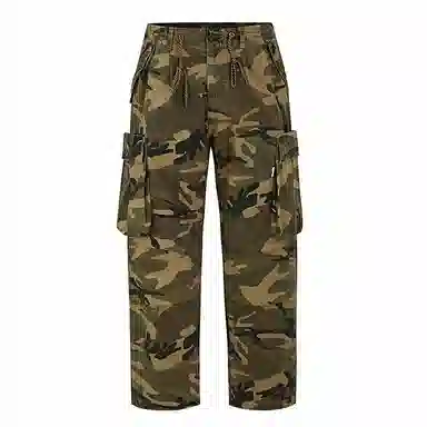 赞仕 美式迷彩工装伞兵复古宽松直筒水洗做旧休闲裤 男女同款