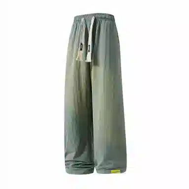 三体 冰丝透气美式复古纯色基础简约抽绳宽松直筒垂感拖地柔软舒适百搭户外弹力学生多巴胺薄款显瘦潮牌高街休闲裤 男女同款