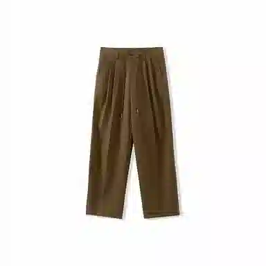 我是大卫 日系复古松紧系带阔腿宽松休闲裤 男女同款 棕色