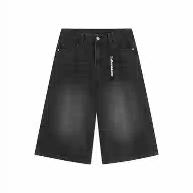 大卫贝肯 美式复古高街基础款纯色做旧宽松通勤高级感百搭潮流简约直筒七分牛仔短裤 男女同款