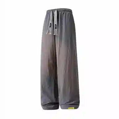 三体 冰丝透气美式复古纯色基础简约抽绳宽松直筒垂感拖地柔软舒适百搭户外弹力学生多巴胺薄款显瘦潮牌高街休闲裤 男女同款