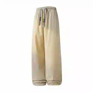 三体 冰丝透气美式复古纯色基础简约抽绳宽松直筒垂感拖地柔软舒适百搭户外弹力学生多巴胺薄款显瘦潮牌高街休闲裤 男女同款