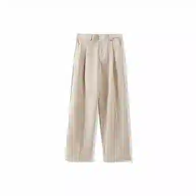 我是大卫 纯色简约垂感直筒宽松休闲裤 男女同款 浅卡其色