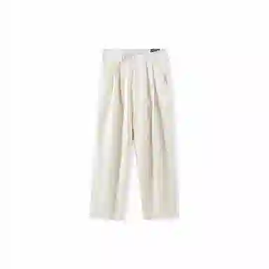 我是大卫 日系纯色简约直筒垂感阔腿宽松休闲裤 男女同款 米白色