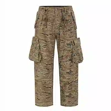 赞仕 美式迷彩工装伞兵复古宽松直筒水洗做旧休闲裤 男女同款