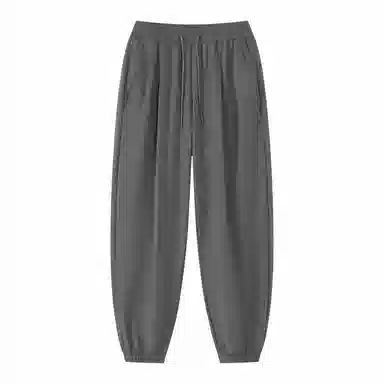 三体 水滴系列 冰丝显瘦垂感简约基础百搭宽松阔腿纯色松紧系绳束脚美式复古高街潮牌透气薄款日常学生多巴胺休闲裤 男女同款