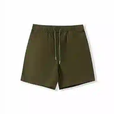 我是大卫 基础色简约纯色系带中腰分休闲短裤 男女同款